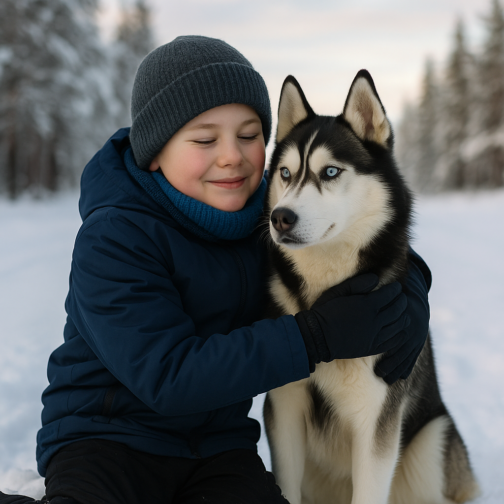 Ungdom med husky